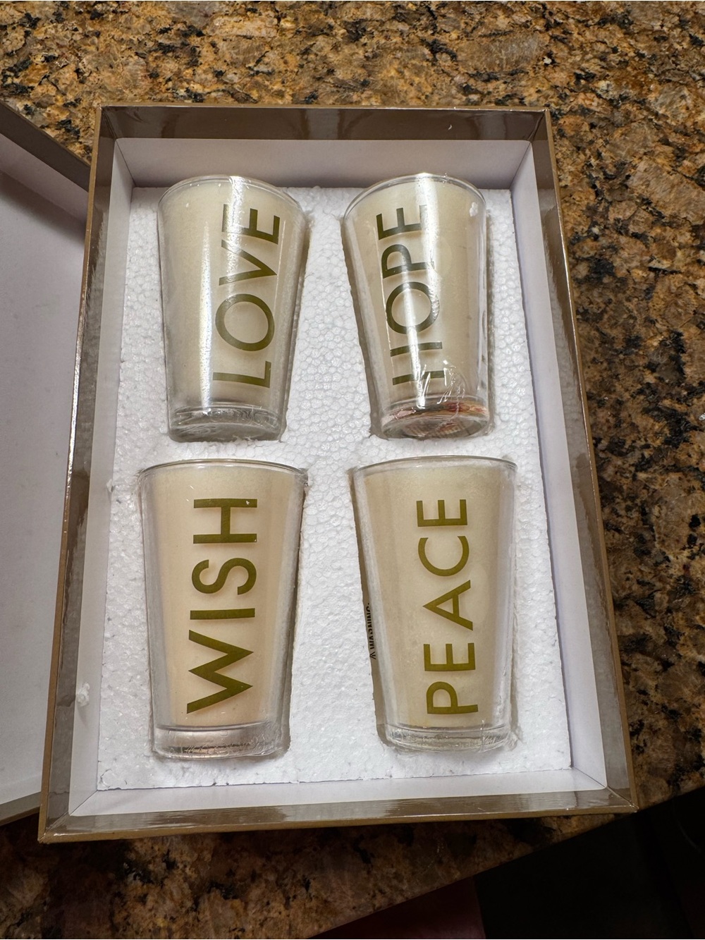 Ivory Scented Votive Candle Set - Love, Hope, Wish, Peace